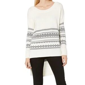 Splendid Telluride Intarsia Knit High Low Sweater | Size S | Black/Off White